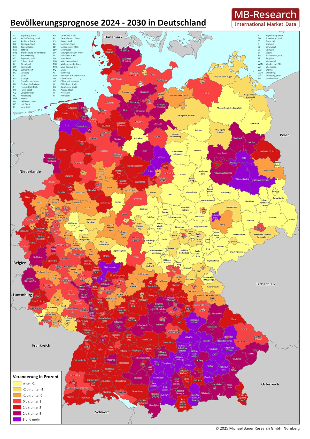 Bevölkerungsprognose für Deutschland von 2024 bis 2030 auf Kreisebene Bevölkerungsprognose für Deutschland von 2024 bis 2030 auf Kreisebene